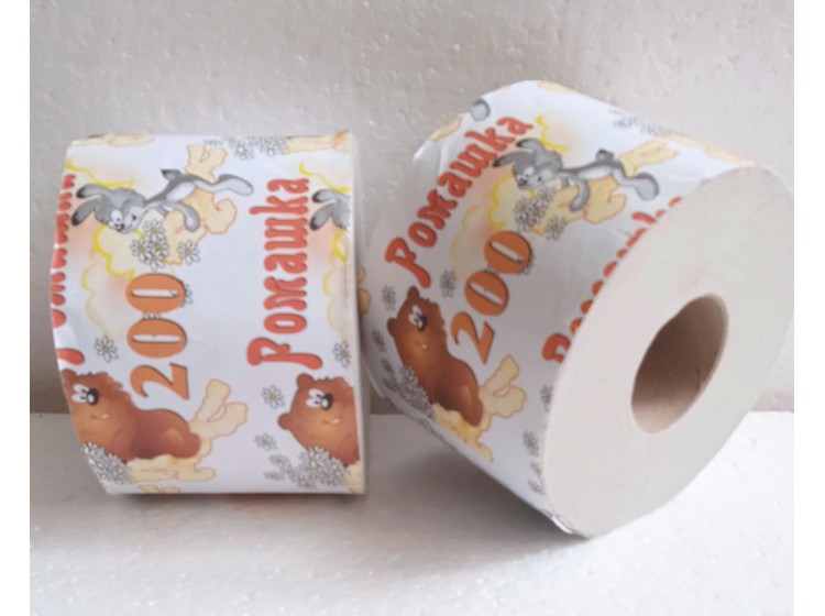 Туалетная бумага однослойная с тиснением "Ромашка 200" со втулкой Туалетная бумага однослойная с тиснением "Ромашка 200" со втулкой